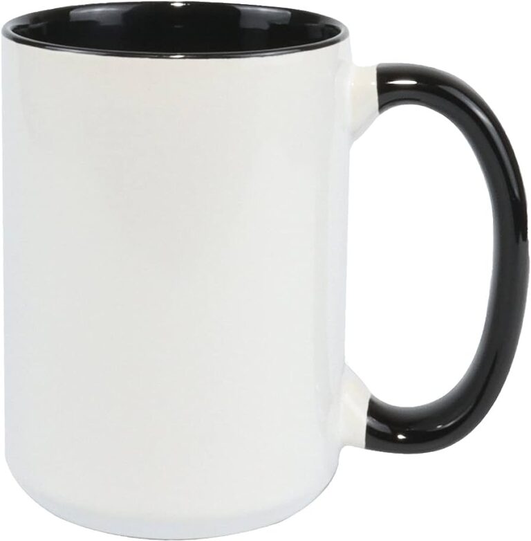 Taza de cerámica 15oz. Blanca. Interior color negro