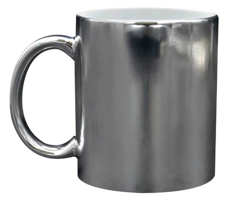 Taza de cerámica 11oz. Espejo color plata